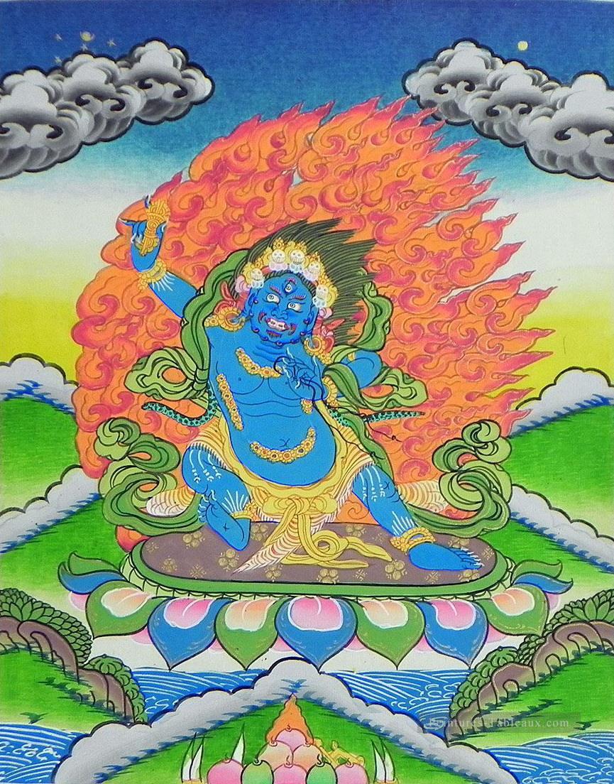 Bouddhisme bleu Mahakal thangka Peintures à l'huile